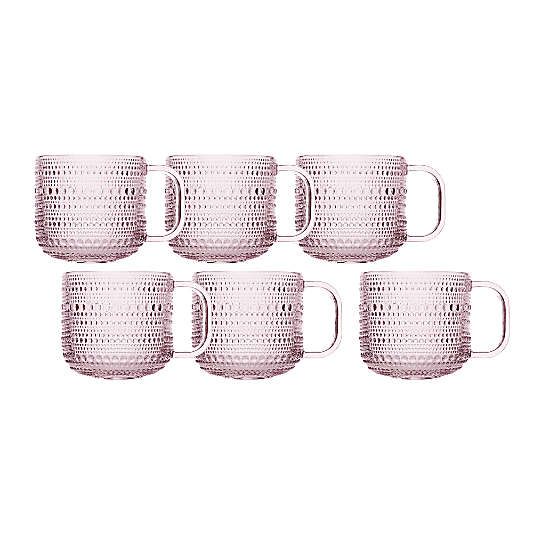 Alma 13.5-oz. Pink Glass Mugs, Set of 6