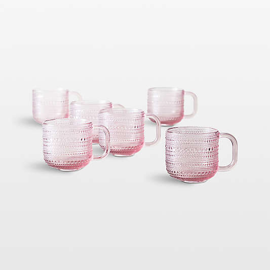 Alma 13.5-oz. Pink Glass Mugs, Set of 6