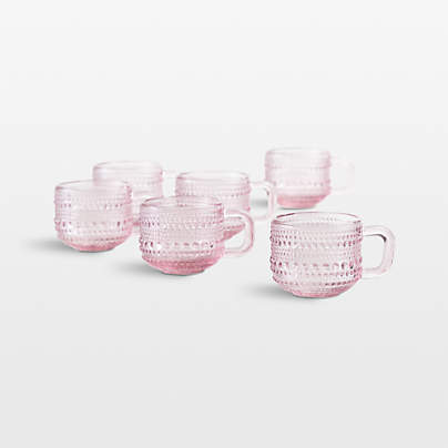 Alma 3-oz. Pink Glass Mini Espresso Mugs, Set of 6