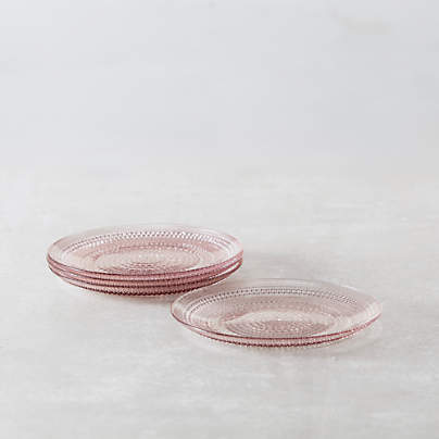 Alma Pink Glass Salad Plates, Set of 4