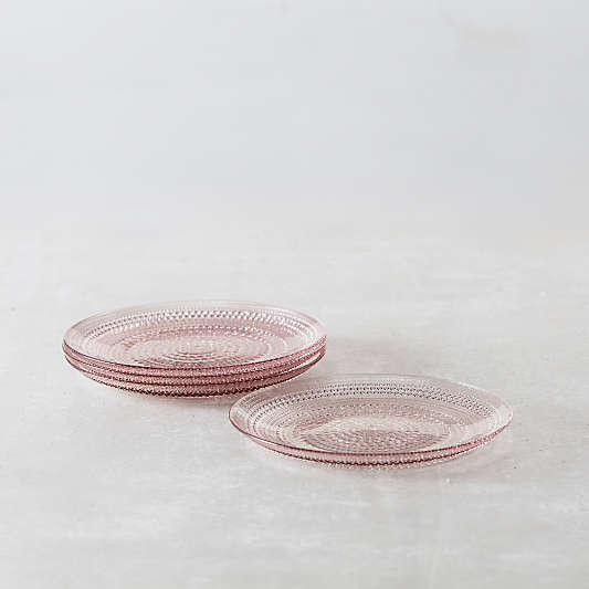 Alma Pink Glass Salad Plates, Set of 4