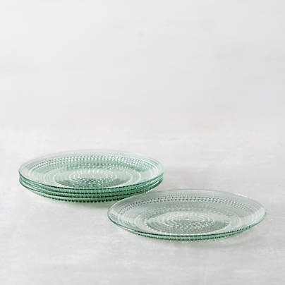 Alma Sage Glass Dinner Plates, Set of 4
