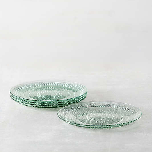 Alma Sage Glass Dinner Plates, Set of 4