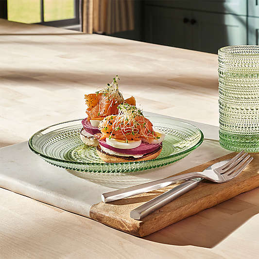 Alma Sage Glass Salad Plates, Set of 4