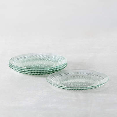 Alma Sage Glass Salad Plates, Set of 4