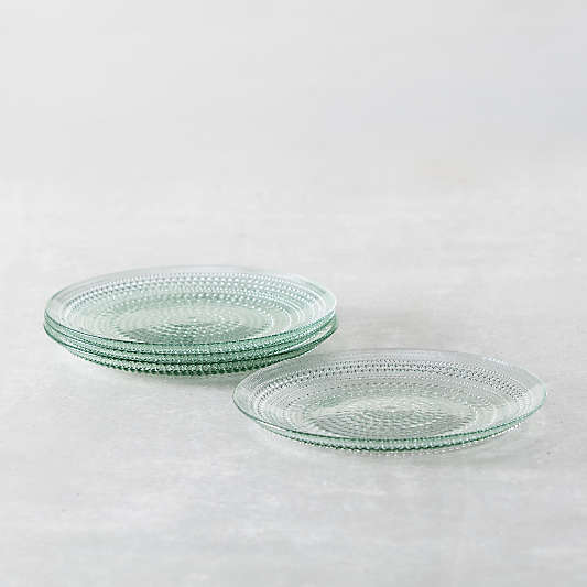 Alma Sage Glass Salad Plates, Set of 4
