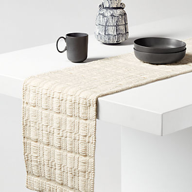View Almaden Neutral Woven Table Runner 90" details