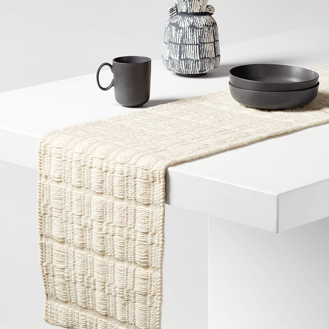 Almaden 90Inch Neutral Woven Table Runner + Reviews Crate & Barrel