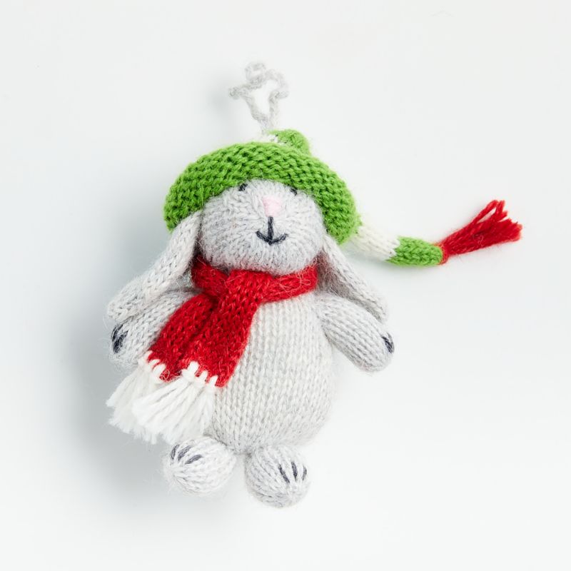 Alpaca Grey Bunny with Hat and Scarf Christmas Tree Ornament - image 0 of 1