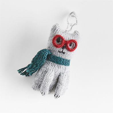 View Alpaca Cat with Glasses Christmas Tree Ornament details