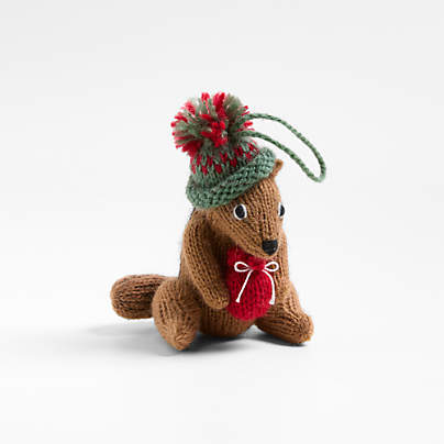 Alpaca Chipmunk with Hat Christmas Ornament