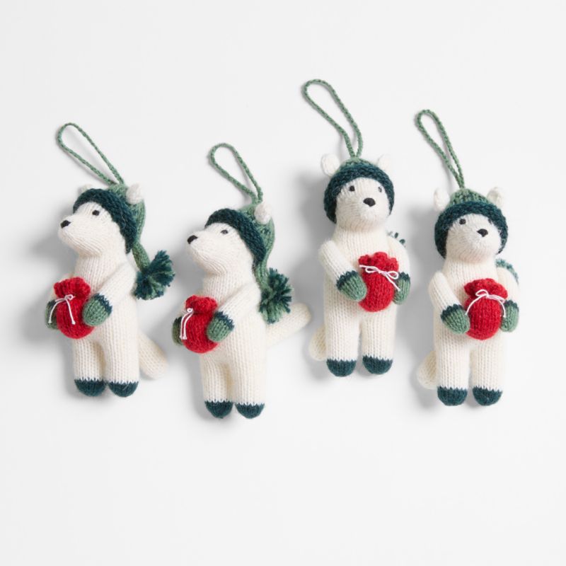 Alpaca Dog with Present Christmas Ornament, Set of 4 - image 0 of 1