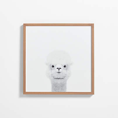 Baby Alpaca Walnut Wood Framed Wall Art Print