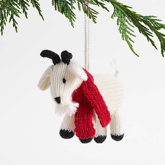 Alpaca Goat with Scarf Christmas Ornament