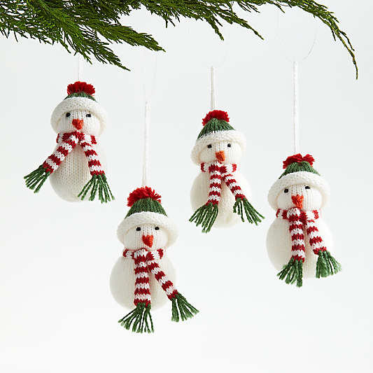 Alpaca Snowman Christmas Tree Ornaments, Set of 4