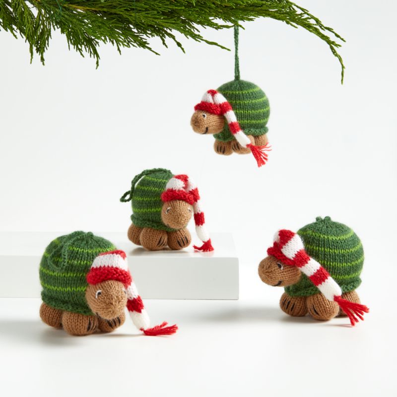 Alpaca Turtle with Hat Christmas Tree Ornaments, Set of 4 - image 0 of 1