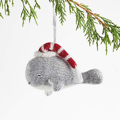 Alpaca Whale with Hat Christmas Tree Ornament