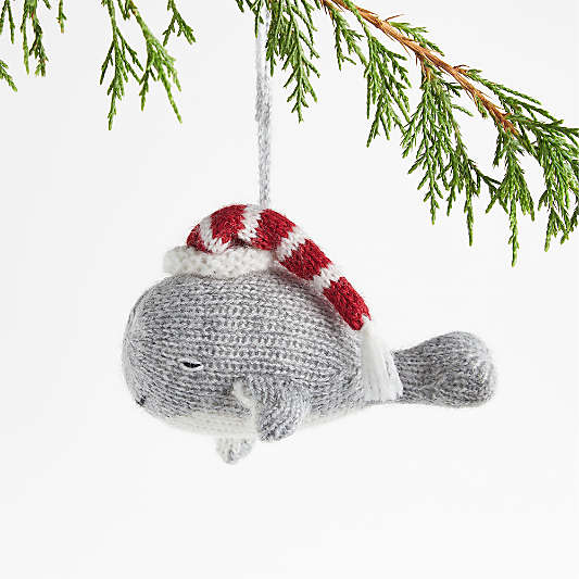 Alpaca Whale with Hat Christmas Tree Ornament