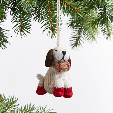 View Alpaca Dog With Barrel Christmas Tree Ornament details