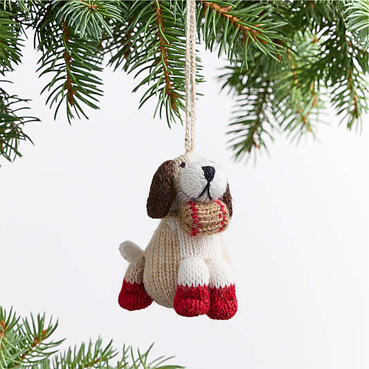 Alpaca Dog With Barrel Christmas Tree Ornament