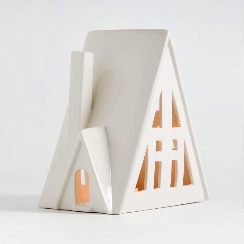 Large White Ceramic Holiday Alpine A-Frame House - image 0 of 6