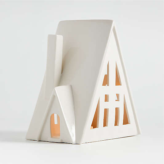 Large White Ceramic Holiday Alpine A-Frame House