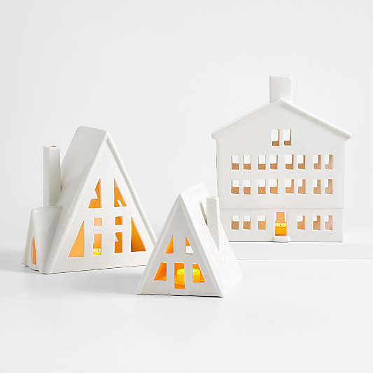 White Ceramic Holiday Alpine Houses