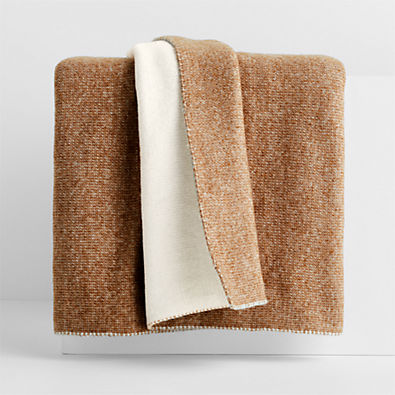 View Alpine Cozy Ivory and Camel Tan Reversible 70"x55" Throw Blanket details