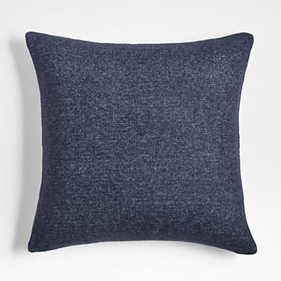 View Alpine Cozy Ivory and Indigo Blue Reversible 23"x23" Throw Pillow with Down-Alternative Insert details