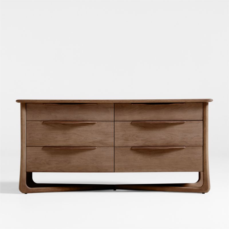 Viewing product image Alrik 66" Brown Oak Wood 6-Drawer Dresser - image 1 of 7