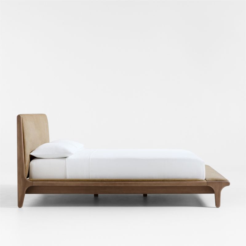 Alrik Brown Oak Wood Upholstered King Bed - image 9 of 10