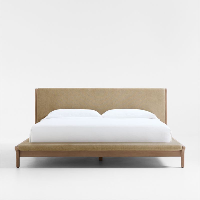 Alrik Brown Oak Wood Upholstered King Bed - image 0 of 10