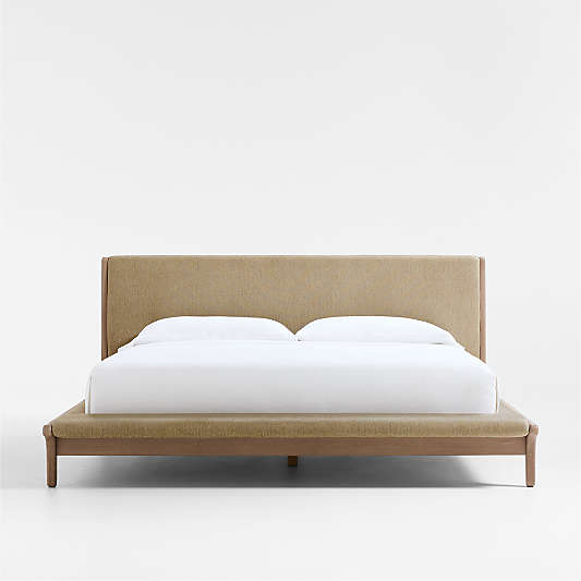 Alrik Brown Oak Wood Upholstered Bed