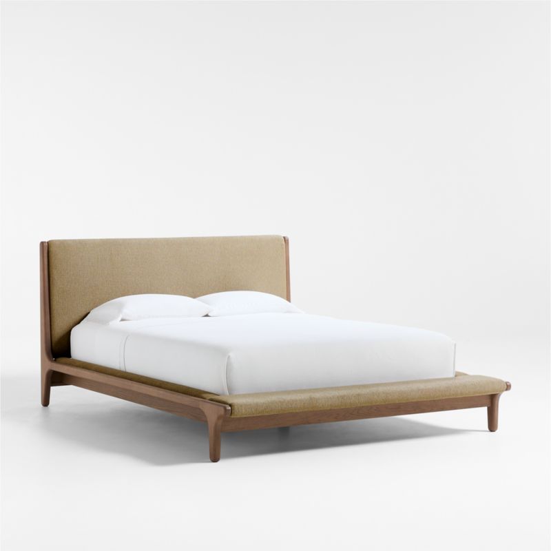 Alrik Brown Oak Wood Upholstered Queen Bed - image 7 of 9