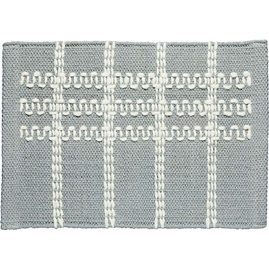 Alternating Lines Striped Cotton and Wool Light Grey Area Rug 12"x18" Swatch