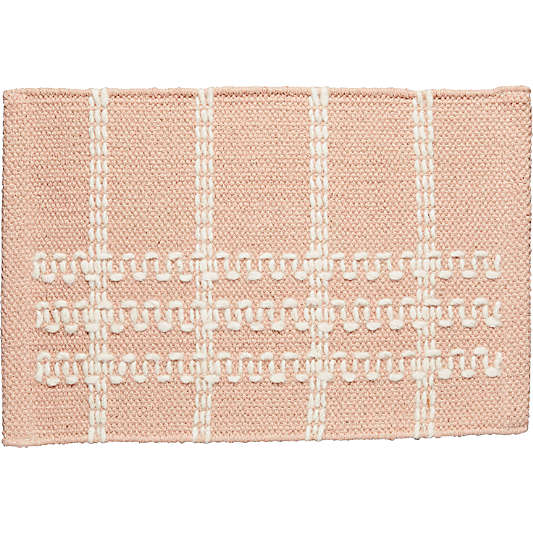 Alternating Lines Striped Cotton and Wool Light Pink Kids Area Rug Swatch