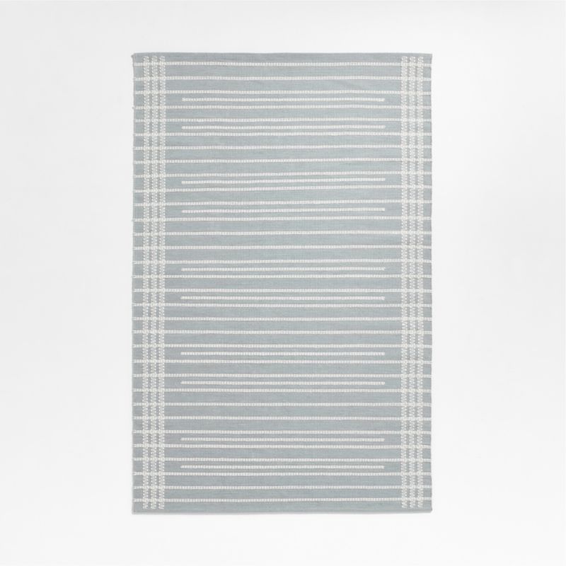 Alternating Lines Striped Cotton and Wool Light Grey Area Rug 5'x8' - image 0 of 8