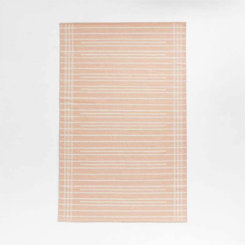 Alternating Lines Striped Cotton and Wool Light Pink Area Rug 5'x8' - image 0 of 6