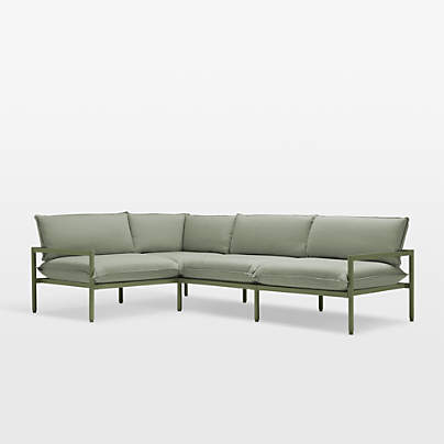 Neighbor ™ Aluminum 4-Piece Outdoor Sectional Sofa with Olive Sunbrella ® Cushions