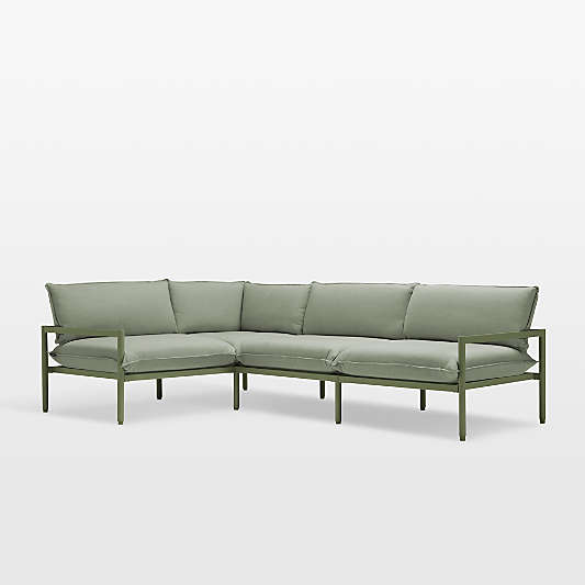 Neighbor ™ Aluminum 4-Piece Outdoor Sectional Sofa with Olive Sunbrella ® Cushions