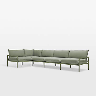 Neighbor ™ Aluminum 5-Piece Outdoor Sectional Sofa with Olive Sunbrella ® Cushions