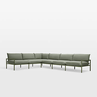 Neighbor ™ Aluminum 6-Piece Outdoor Sectional Sofa with Olive Sunbrella ® Cushions