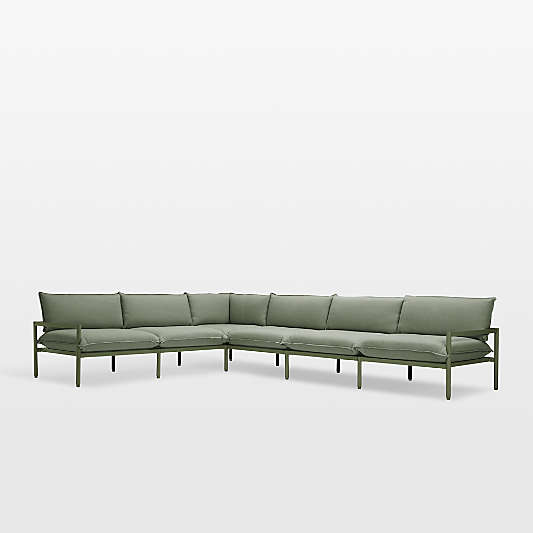 Neighbor ™ Aluminum 6-Piece Outdoor Sectional Sofa with Olive Sunbrella ® Cushions