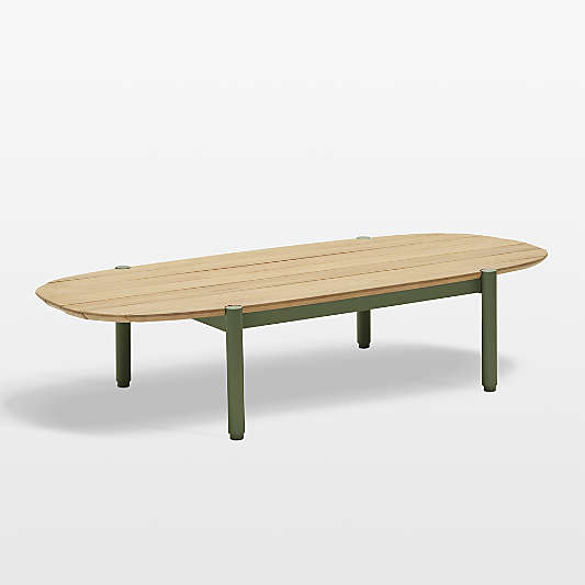 Neighbor ™ Aluminum 52" Oval Olive and Teak Outdoor Coffee Table