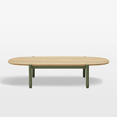 Neighbor ™ Aluminum 52" Oval Olive and Teak Outdoor Coffee Table