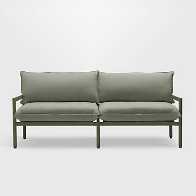 Neighbor ™ 70.5" Aluminum Outdoor Loveseat with Olive Sunbrella ® Cushions