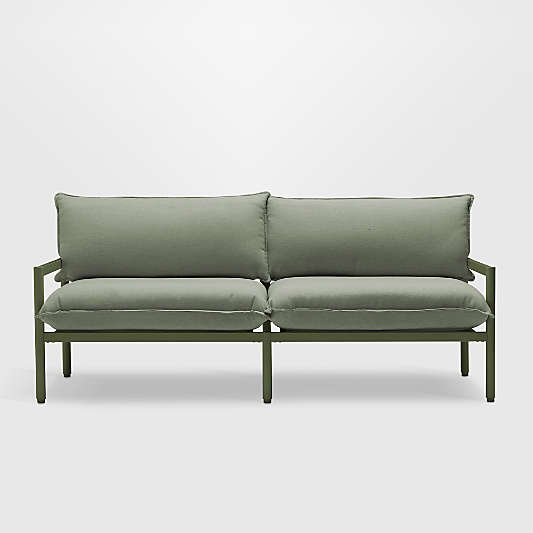 Neighbor ™ 70.5" Aluminum Outdoor Loveseat with Olive Sunbrella ® Cushions