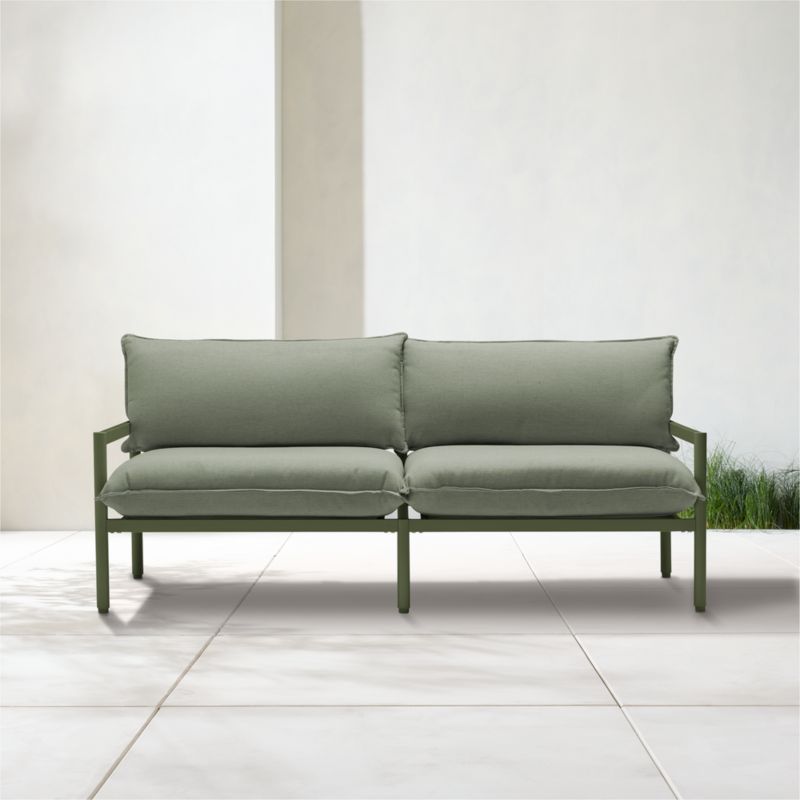 Neighbor ™ 105" Aluminum Outdoor Sofa with Olive Sunbrella ® Cushions - image 3 of 13