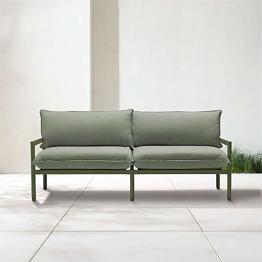 Neighbor ™ 70.5" Aluminum Outdoor Loveseat with Olive Sunbrella ® Cushions