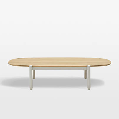Neighbor ™ Aluminum 52" Oval Putty and Teak Outdoor Coffee Table